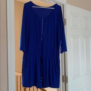 Blue, stretchy romper with silver details